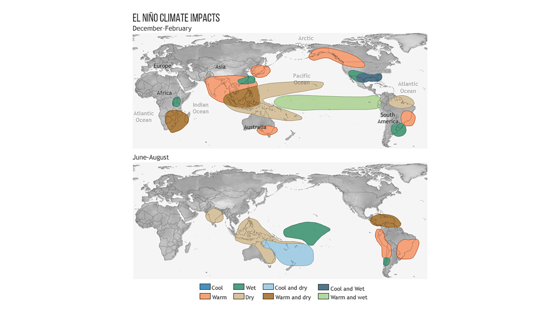 Karte über die klimatischen Veränderungen.